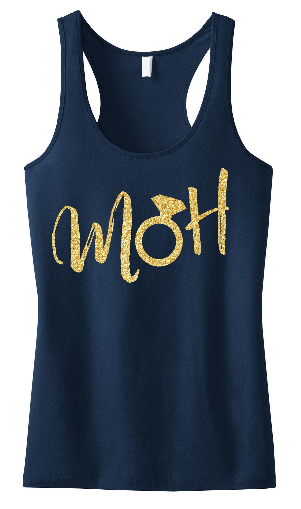 MOH Script Maid of Honor Tank Top with Gold